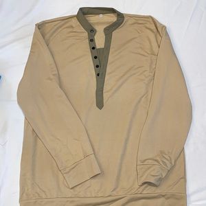 Men’s Outdoor Vintage Contrast Color Henley Collar Sweatshirt